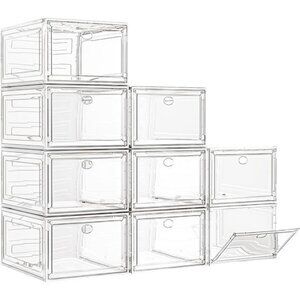 Large Clear Shoe Boxes Organizer【Thicker Material】 Stronger Shoe Box